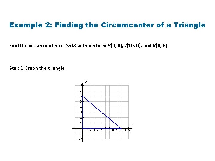 Example 2: Finding the Circumcenter of a Triangle Find the circumcenter of ∆HJK with