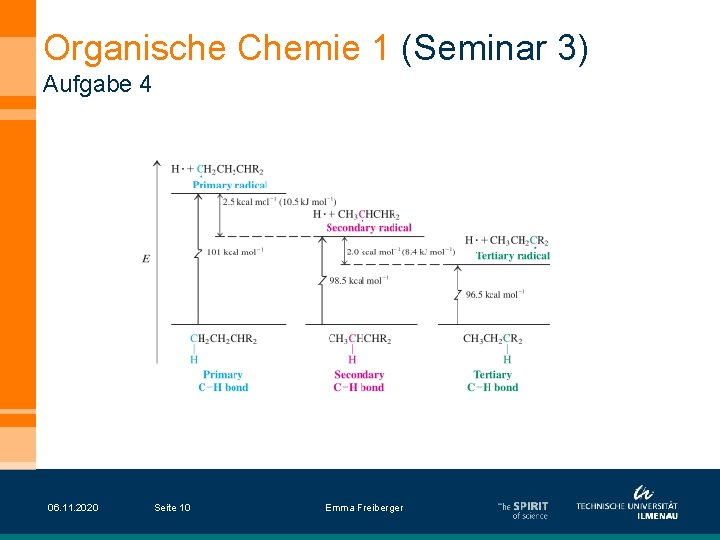 Organische Chemie 1 (Seminar 3) Aufgabe 4 06. 11. 2020 Seite 10 Emma Freiberger