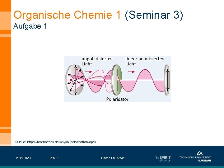 Organische Chemie 1 (Seminar 3) Aufgabe 1 Quelle: https: //learnattack. de/physik/polarisation-optik 06. 11. 2020