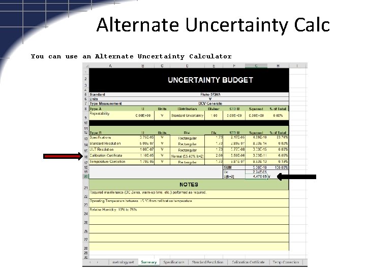 Alternate Uncertainty Calc You can use an Alternate Uncertainty Calculator 