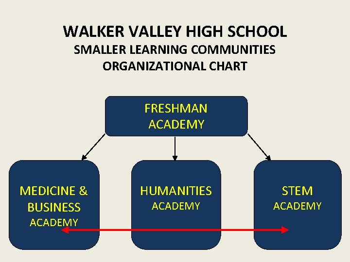 WALKER VALLEY HIGH SCHOOL SMALLER LEARNING COMMUNITIES ORGANIZATIONAL CHART FRESHMAN ACADEMY MEDICINE & BUSINESS