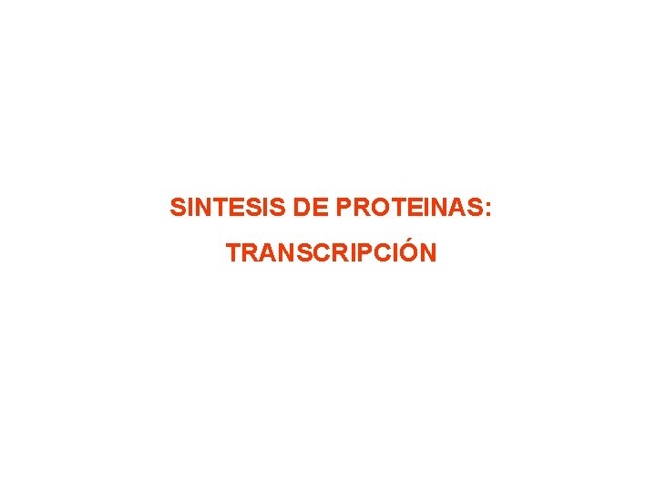 SINTESIS DE PROTEINAS: TRANSCRIPCIÓN 