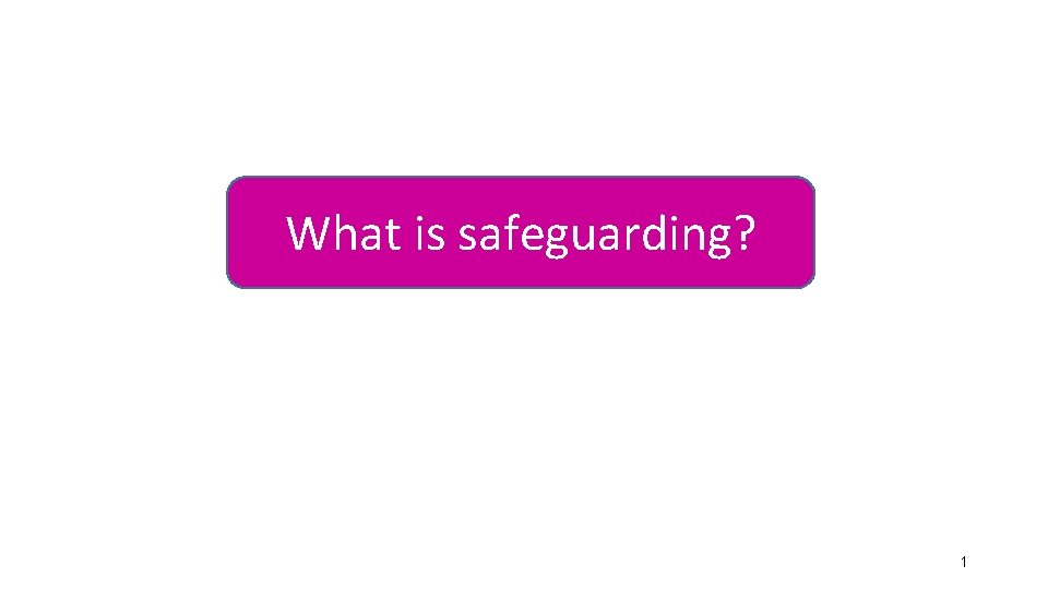 What is safeguarding? 1 