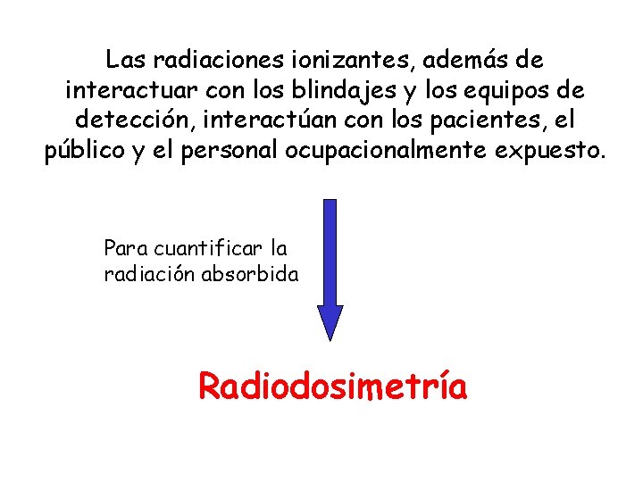 Las radiaciones ionizantes, además de interactuar con los blindajes y los equipos de detección,