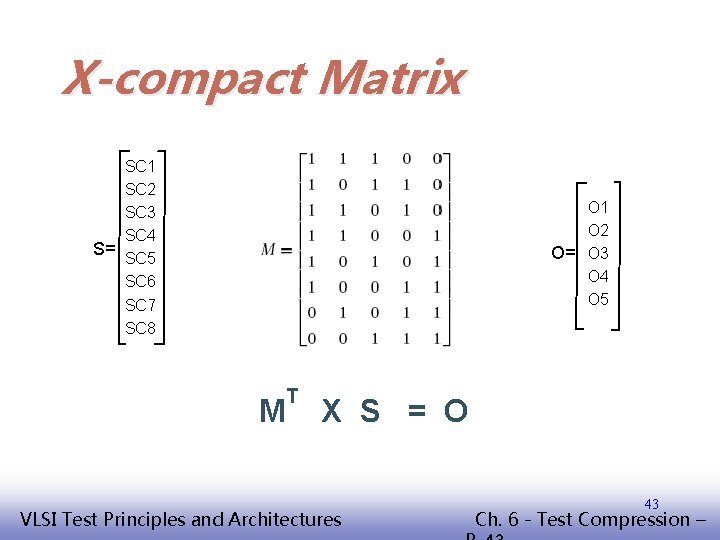 X-compact Matrix SC 1 SC 2 SC 3 SC 4 S= SC 5 SC