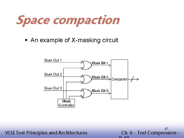 Space compaction § An example of X-masking circuit EE 141 VLSI Test Principles and