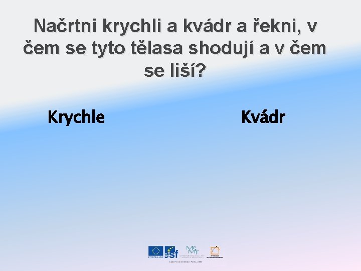 Načrtni krychli a kvádr a řekni, v čem se tyto tělasa shodují a v