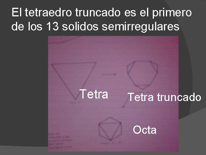 El tetraedro truncado es el primero de los 13 solidos semirregulares Tetra truncado Octa