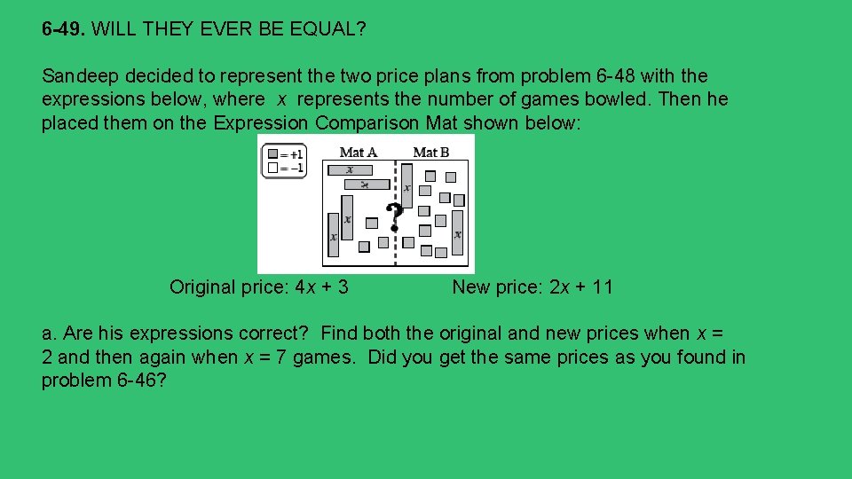 6 -49. WILL THEY EVER BE EQUAL? Sandeep decided to represent the two price 6 -49. WILL THEY EVER BE EQUAL? Sandeep decided to represent the two price