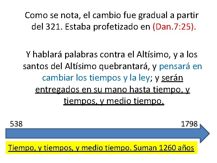  Como se nota, el cambio fue gradual a partir del 321. Estaba profetizado