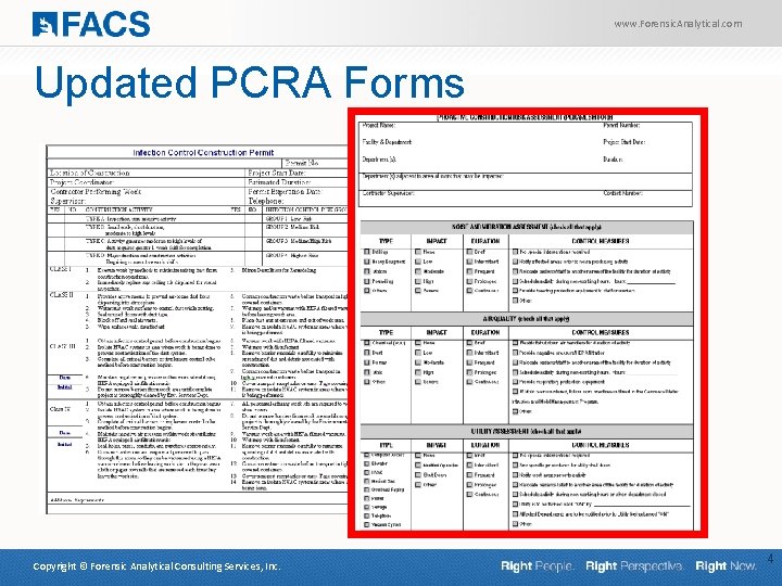 www. Forensic. Analytical. com Updated PCRA Forms Copyright © Forensic Analytical Consulting Services, Inc.