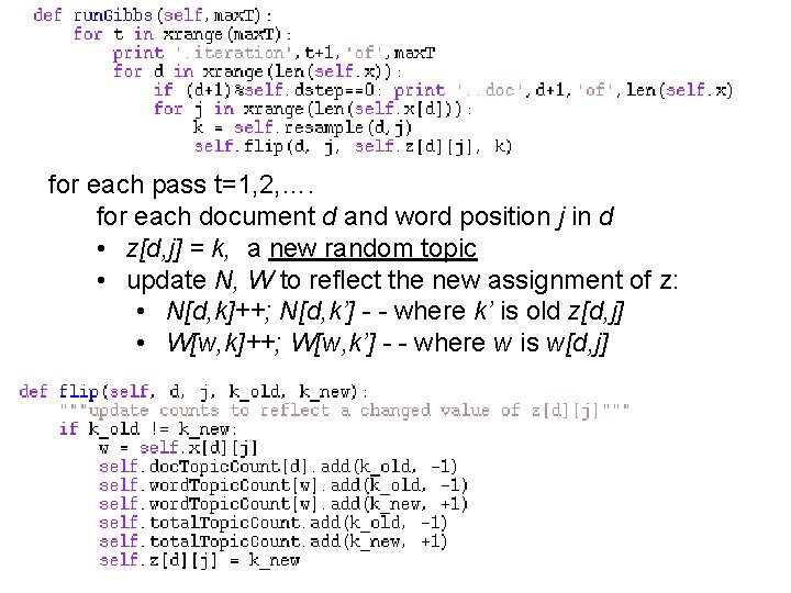 for each pass t=1, 2, …. for each document d and word position j