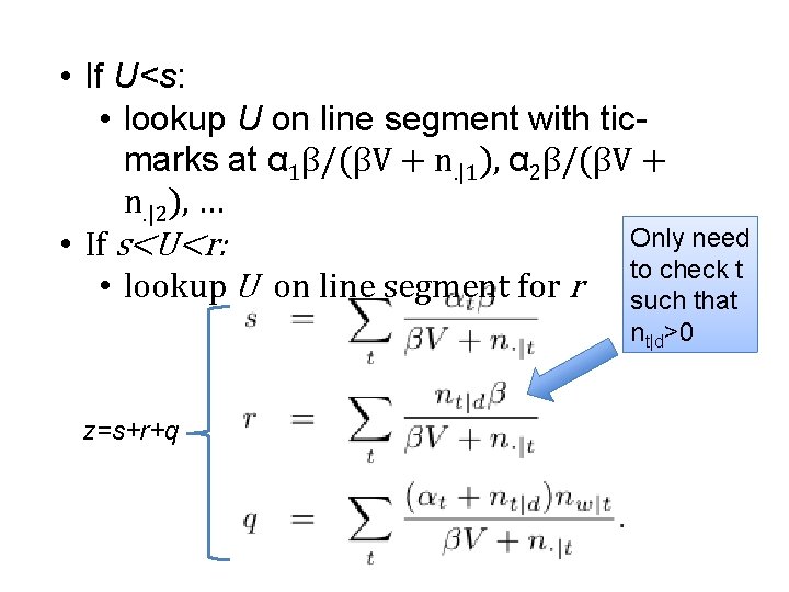  • If U<s: • lookup U on line segment with ticmarks at α