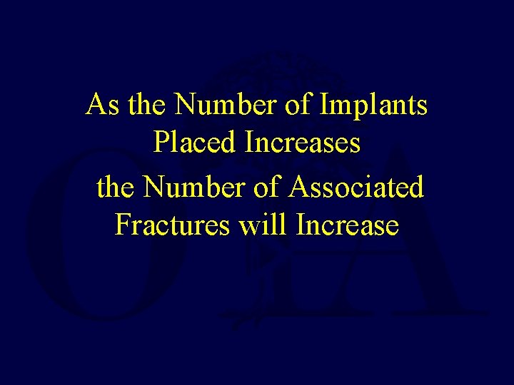 As the Number of Implants Placed Increases the Number of Associated Fractures will Increase