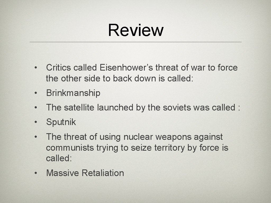 Review • Critics called Eisenhower’s threat of war to force the other side to