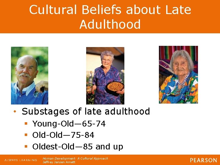 Cultural Beliefs about Late Adulthood • Substages of late adulthood § Young-Old— 65 -74