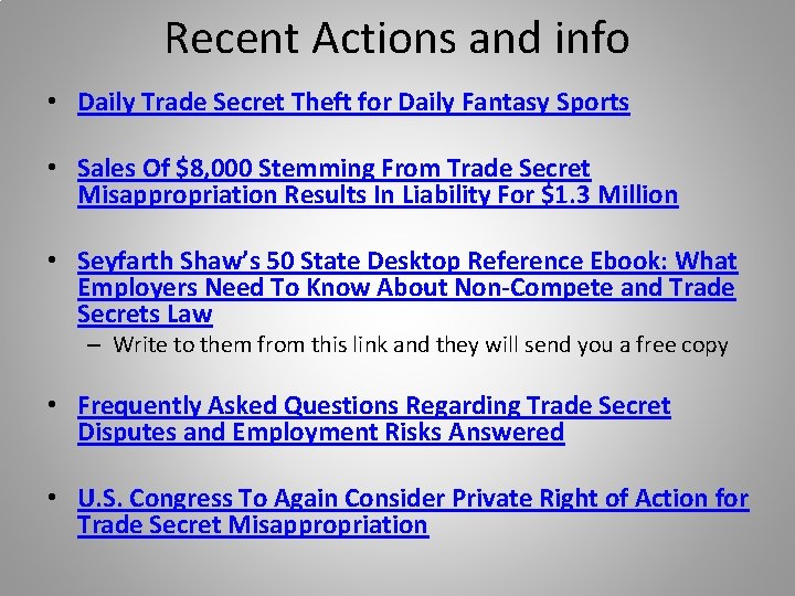 Recent Actions and info • Daily Trade Secret Theft for Daily Fantasy Sports • Recent Actions and info • Daily Trade Secret Theft for Daily Fantasy Sports •