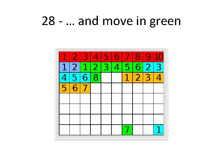 28 - … and move in green 