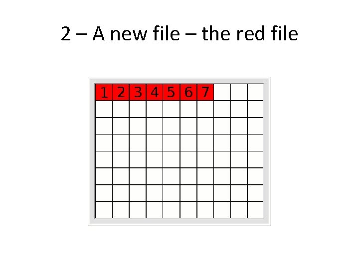 2 – A new file – the red file 