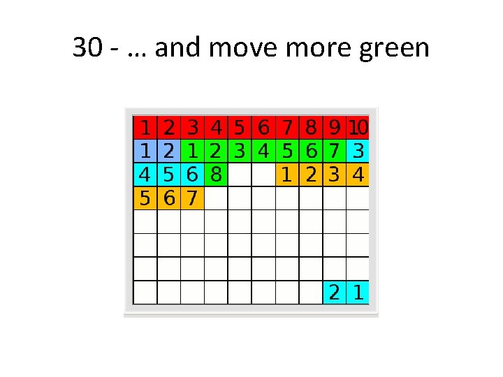 30 - … and move more green 