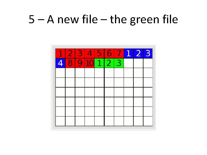 5 – A new file – the green file 