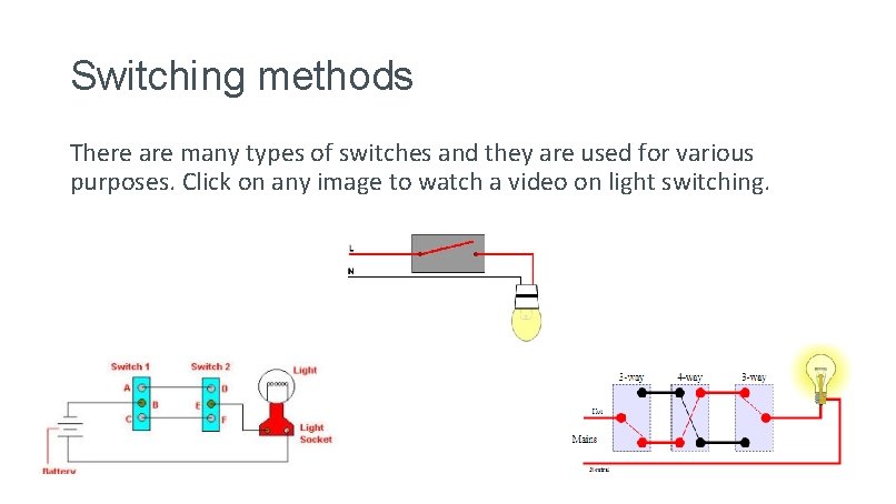 Switching methods There are many types of switches and they are used for various