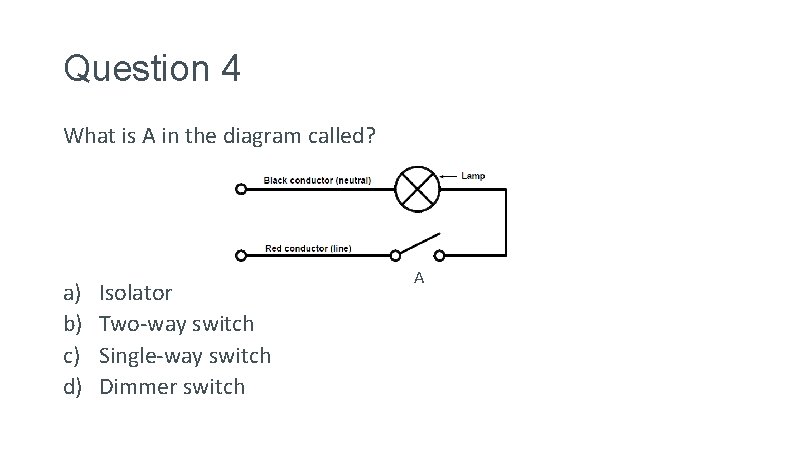 Question 4 What is A in the diagram called? a) b) c) d) Isolator