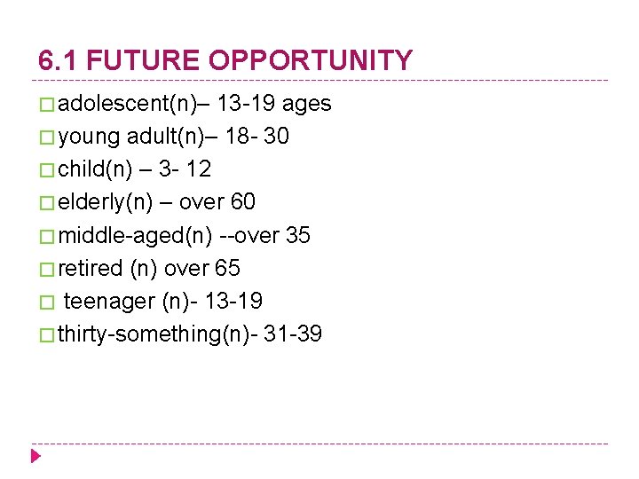 6. 1 FUTURE OPPORTUNITY � adolescent(n)– 13 -19 ages � young adult(n)– 18 -
