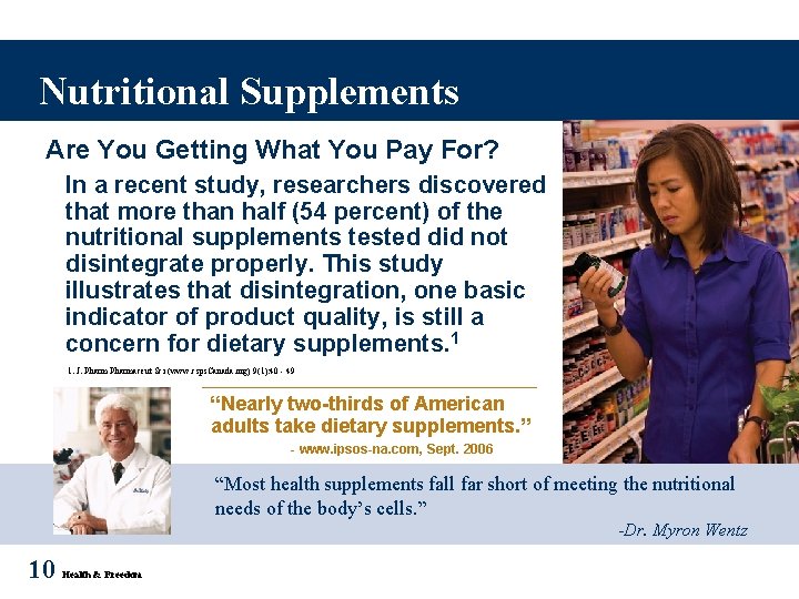 Nutritional Supplements Are You Getting What You Pay For? In a recent study, researchers