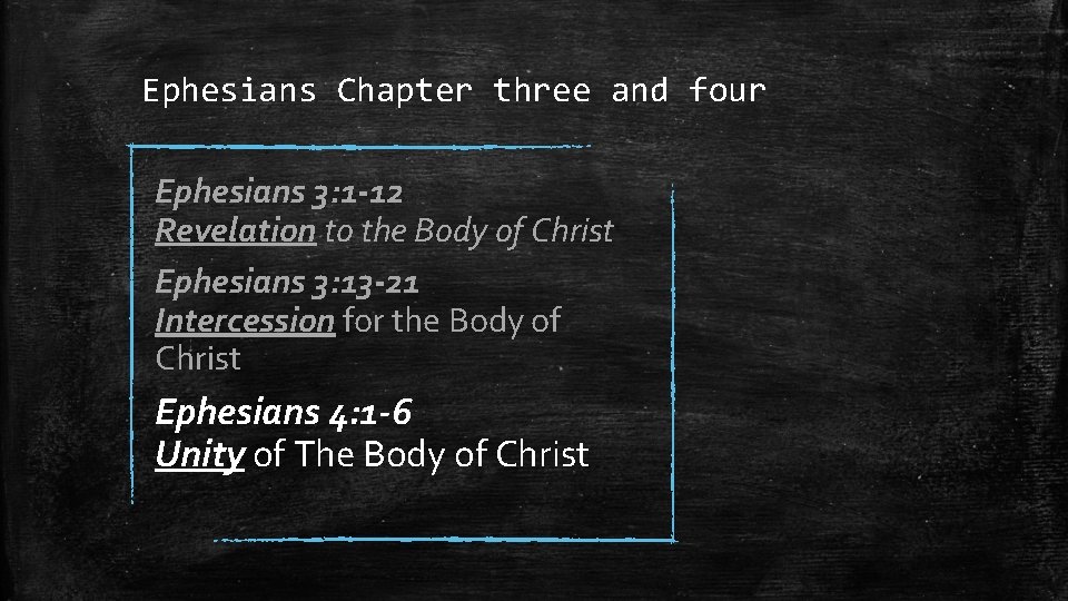 Ephesians Chapter three and four Ephesians 3: 1 -12 Revelation to the Body of