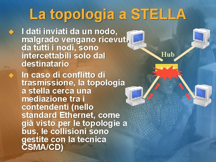 La topologia a STELLA u u I dati inviati da un nodo, malgrado vengano