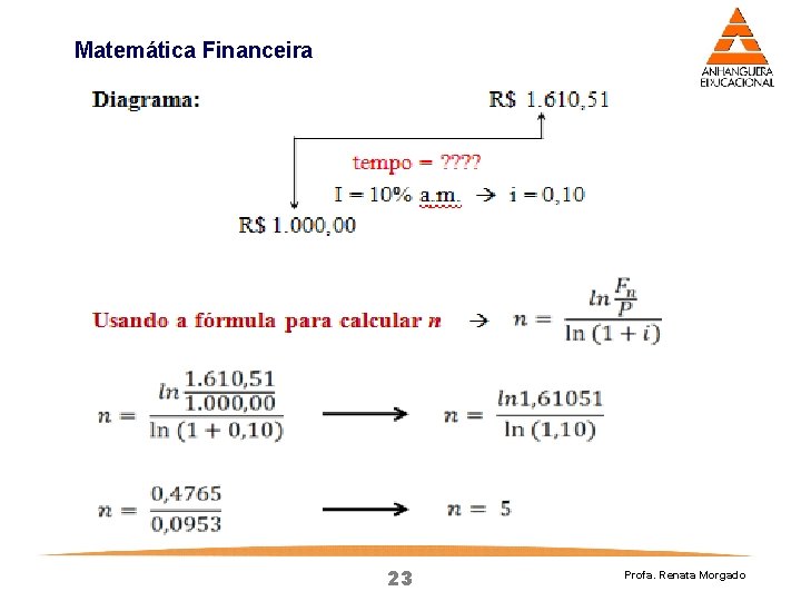 Matemática Financeira 23 Profa. Renata Morgado Matemática Financeira 23 Profa. Renata Morgado