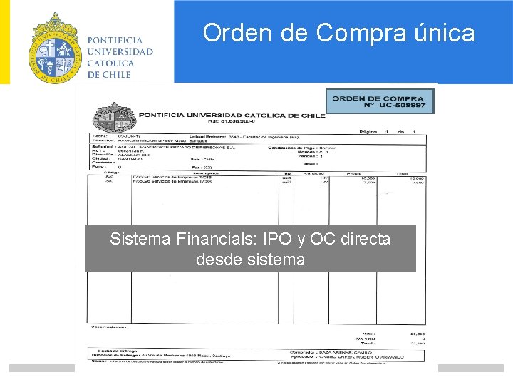 Orden de Compra única Sistema Financials: IPO y OC directa desde sistema 