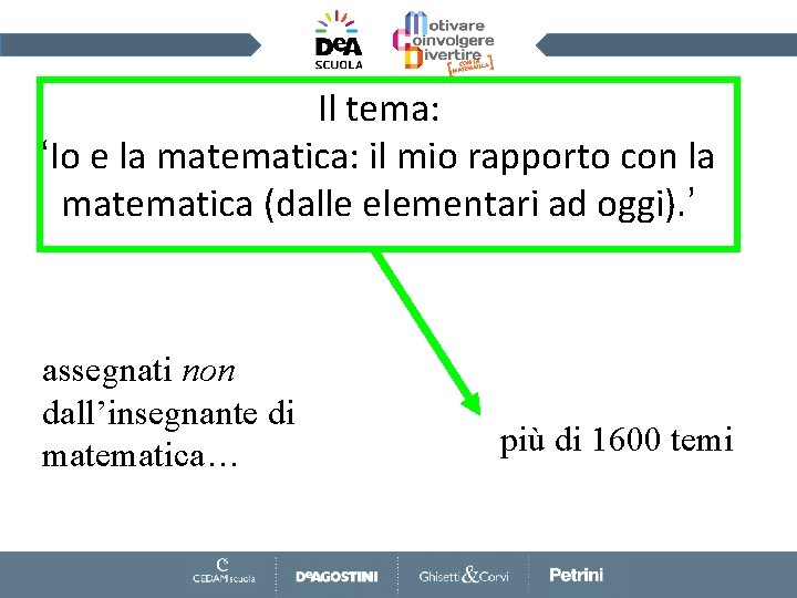 Il tema: ‘Io e la matematica: il mio rapporto con la matematica (dalle elementari