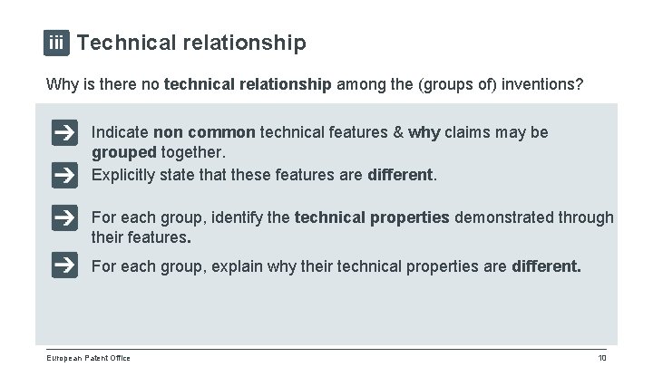 iii Technical relationship Why is there no technical relationship among the (groups of) inventions?
