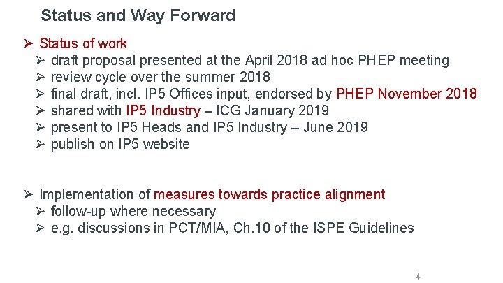 Status and Way Forward Ø Status of work Ø draft proposal presented at the
