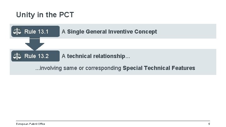 Unity in the PCT Rule 13. 1 A Single General Inventive Concept Rule 13.