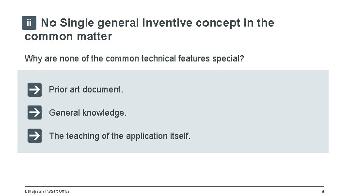 No Single general inventive concept in the common matter ii Why are none of