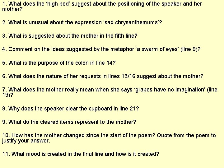 1. What does the ‘high bed’ suggest about the positioning of the speaker and