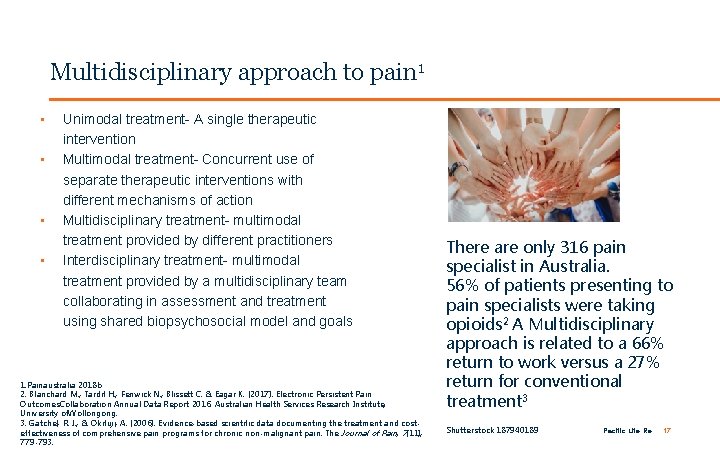 FOR INTERNAL USE ONLY / PRIVATE & CONFIDENTIAL Multidisciplinary approach to pain 1 •