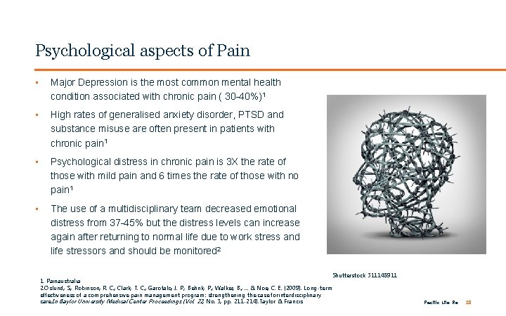 FOR INTERNAL USE ONLY / PRIVATE & CONFIDENTIAL Psychological aspects of Pain • Major