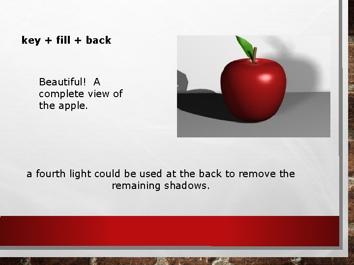 key + fill + back Beautiful! A complete view of the apple. a fourth