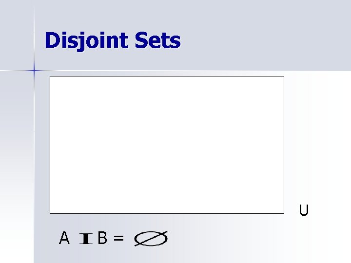 Disjoint Sets U A B= 