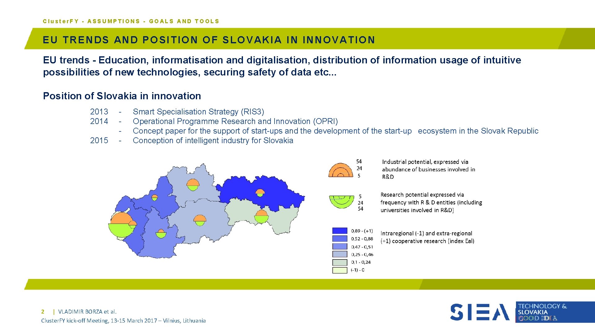 Cluster. FY - ASSUMPTIONS - GOALS AND TOOLS EU TRENDS AND POSITION OF SLOVAKIA