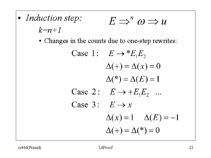 • Induction step: k=n+1 • Changes in the counts due to one-step rewrites: • Induction step: k=n+1 • Changes in the counts due to one-step rewrites: