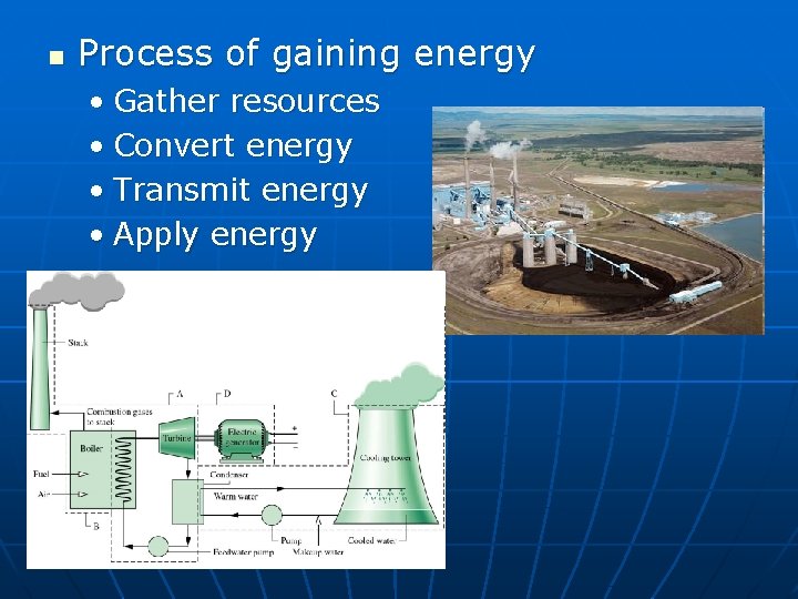 n Process of gaining energy • Gather resources • Convert energy • Transmit energy