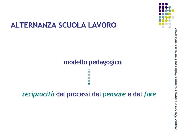 modello pedagogico reciprocità dei processi del pensare e del fare Progetto Pilota CIPE :