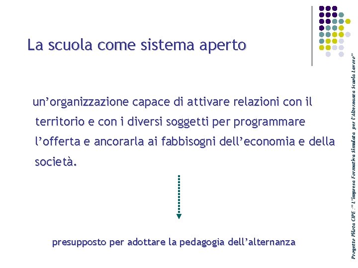 un’organizzazione capace di attivare relazioni con il territorio e con i diversi soggetti per