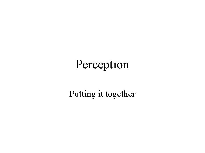 Perception Putting it together 