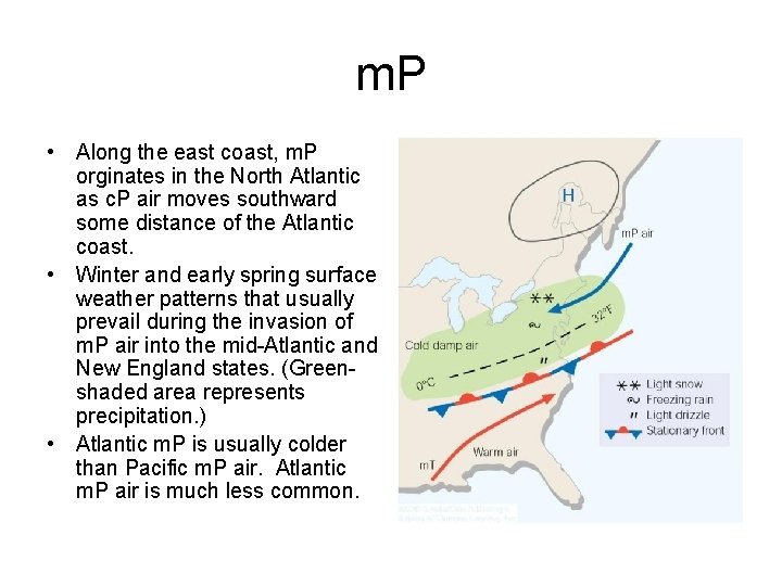 m. P • Along the east coast, m. P orginates in the North Atlantic
